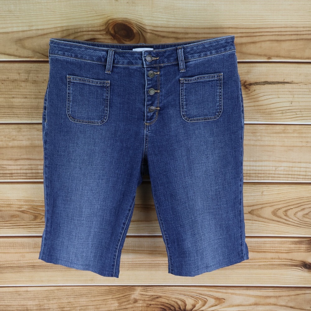 Sonoma Goods For Life Jean Shorts Womens Sz 18 Blue Medium Wash Denim Button Fly